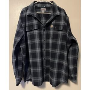 Carhartt Shirt Men 2XL Blue Original Fit Heavyweight Flannel Plaid Workwear